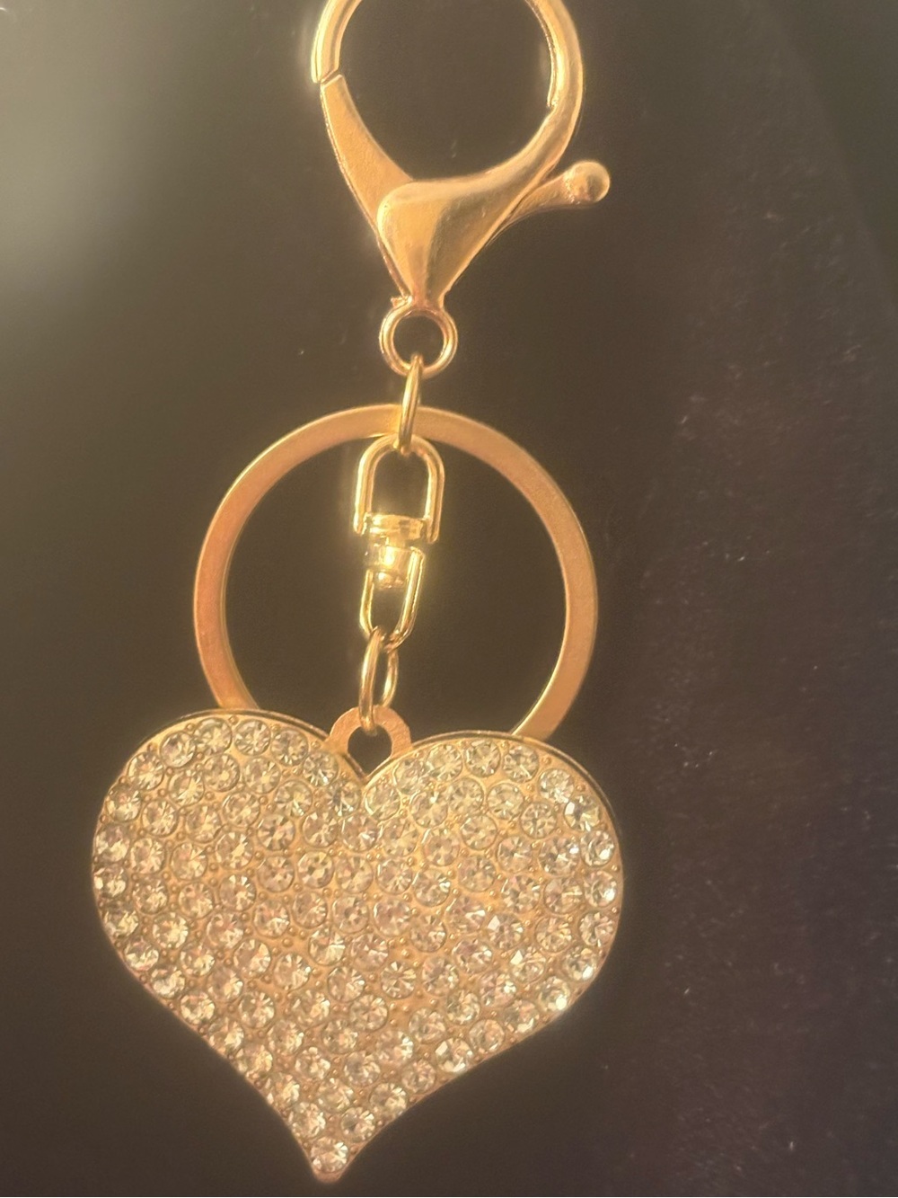 Gold Crystal Heart Keychain /purse, bling Charm - Women Accessories